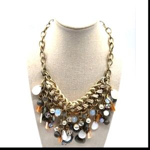 GIVENCHY Vintage Nautical Statement Necklace Auroa Borealis Gold Tone